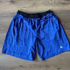 Adidas Men's Striped Blue Athletic Shorts